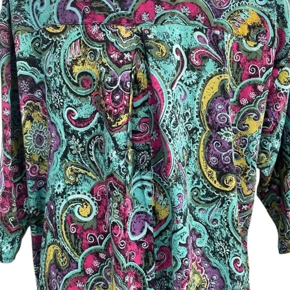 Vintage Abstract Paisley Button Up Shirt Large Boho Hippie Festival Retro Chic - Picture 5 of 11